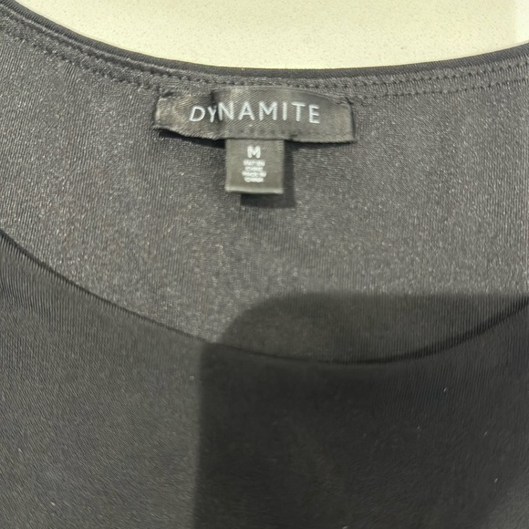 Dynamite Black bodycon asymmetrical one shoulder bodysuit size medium. - Picture 2 of 3